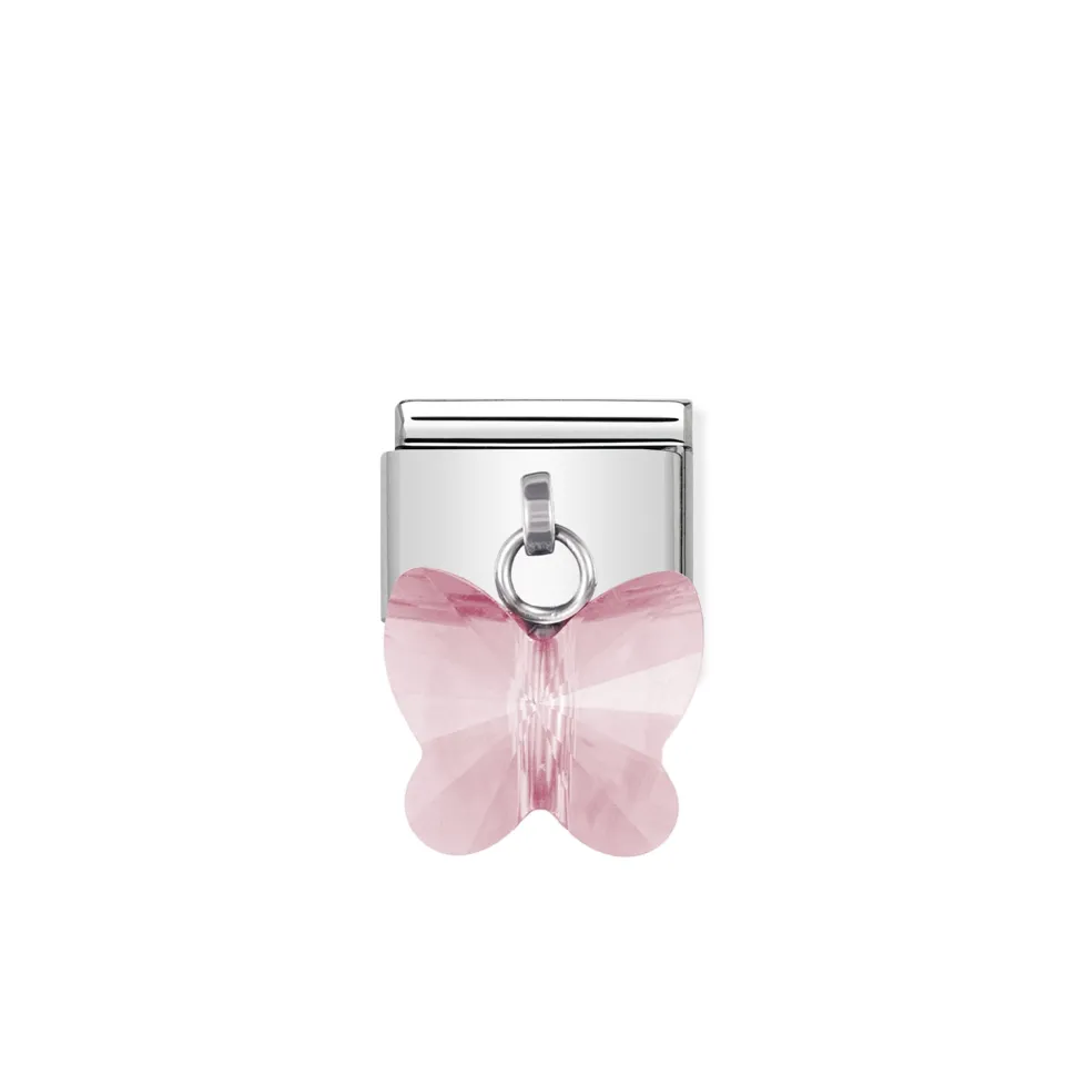 Nomination – COMPOSABLE Classic links in stainless steel with CRYSTAL butterflies Pink