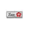 Nomination – Composable DOUBLE Classic DETAILED steel, enamel, cz and 925 sterling silver (14_Love with flower)