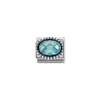 Nomination – Composable FACETED CZ, steel with OXIDIZED OVAL BEADED RICH SETTING 925 silver (006_LIGHT BLUE)