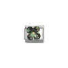 Nomination -Composable Classic STONE SYMBOLS in steel and 750 gold (22_Flower MOTHER OF PEARL BLACK)