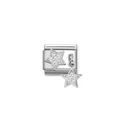 Nomination -Composable Classic CHARMS steel, 925 silver and cz pavè (16_Star and star)