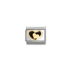 Nomination -Composable Classic LOVE 2 stainless steel, enamel and 18k gold (26_Heart in heart BLACK)