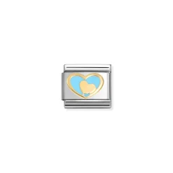 Nomination -Composable Classic LOVE 2 stainless steel, enamel and 18k gold (31_Heart in heart BLUE)