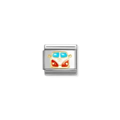 Nomination -Composable Classic SYMBOLS steel, enamel and 18k gold (67_Van RED WHITE)