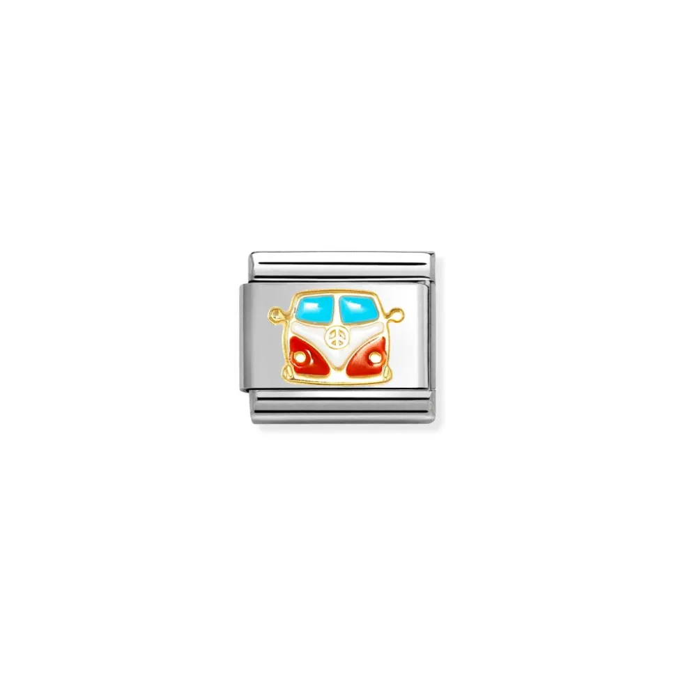 Nomination -Composable Classic SYMBOLS steel, enamel and 18k gold (67_Van RED WHITE)