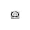 Nomination -Composable FACETED CZ, steel with OXIDIZED OVAL BEADED RICH SETTING 925 silver (010_White)