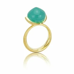Noën – Dolce ring i forgylt 925 sølv med kalsedon – Stor