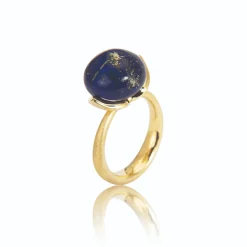 Noën – Dolce ring i forgylt matt sølv med lapis – Stor