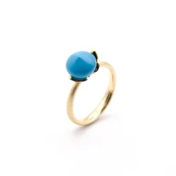 Noën – Dolce ring liten i forgylt 925 sølv, turkis