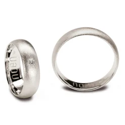 Noën – Giftering i økologisk matt 14k hvitt gull med diamant – Selges enkeltvis!