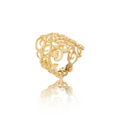 Noën – Grace Big ring i forgylt sølv med diamanter, 0,04ct
