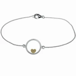 Noën – Intention armlenke i sølv med symbol i 14k gult gull – Love