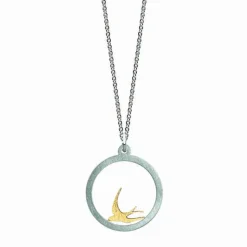 Noën – Intention halssmykke i sølv med symbol i 14k gult gull – Freedom