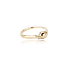 Noën- ring- Økologisk gull med diamant-Drop