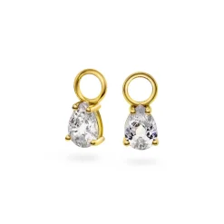 Nora Mørk by Gulldia – Drop charms i forgylt sølv, blank zirkonia