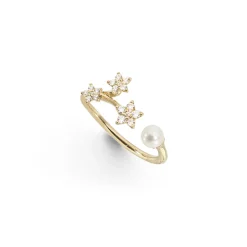 OLE LYNGGAARD COPENHAGEN – Shooting Stars ring i gult gull med perle og 0,14 ct diamanter