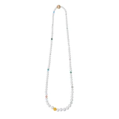 OLE LYNGGAARD COPENHAGEN – Lace design collier med miks av perler og stener, uten lås – 70 cm