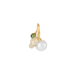 OLE LYNGGAARD COPENHAGEN – Blooming vedheng i gult gull med rutil, perle, turmalin og 0,10 ct diamant