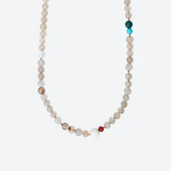 OLE LYNGGAARD COPENHAGEN – Lace design collier med miks av stener, uten lås – 90 cm