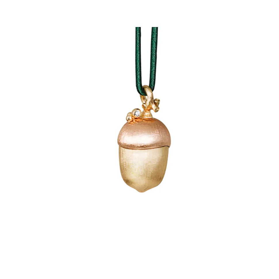 OLE LYNGGAARD COPENHAGEN – Forest Acorn stort anheng i gult gull og rosegull med 0,01 ct diamant