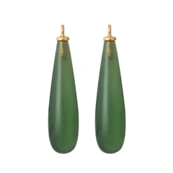 OLE LYNGGAARD COPENHAGEN – Design drop vedheng i gult gull med serpentin cabochon