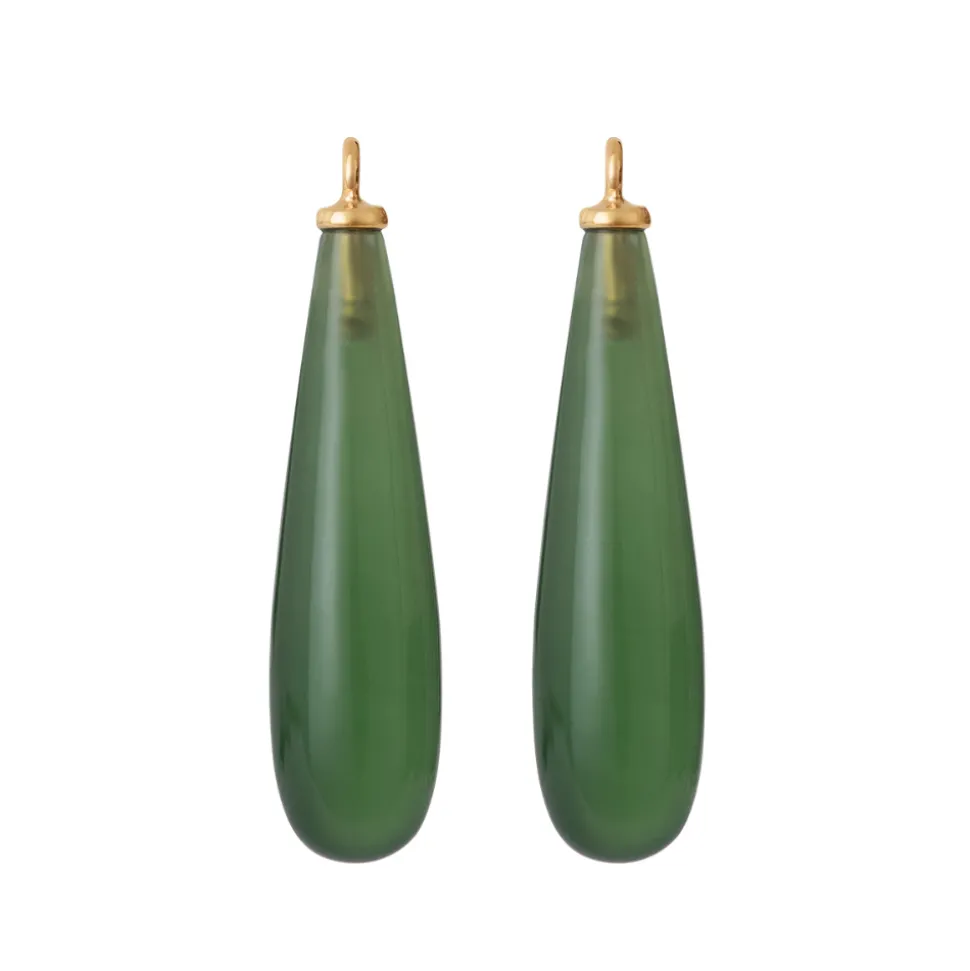 OLE LYNGGAARD COPENHAGEN – Design drop vedheng i gult gull med serpentin cabochon