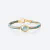 OLE LYNGGAARD COPENHAGEN – Life armbånd med 18k gult gull lås og aquamarine – Cornflower – 6mm