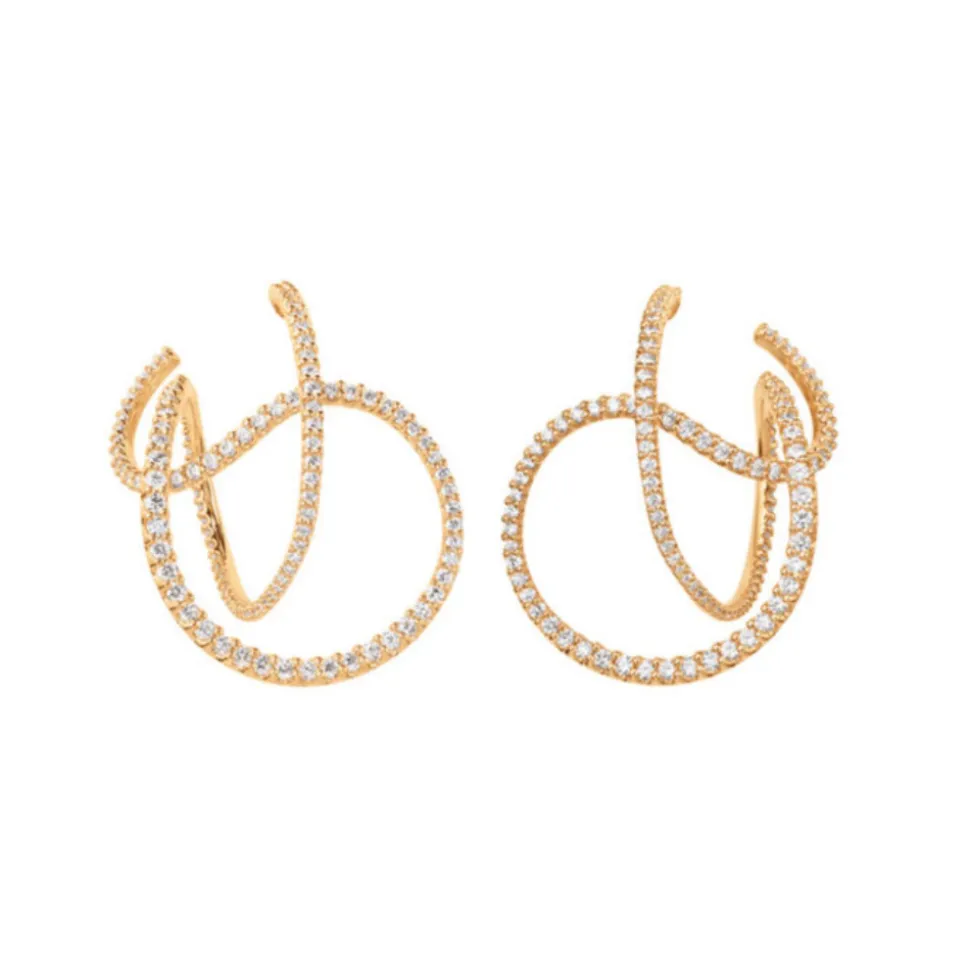 OLE LYNGGAARD COPENHAGEN – Twisted Love Bands ørepynt i 18k gult gull med brillianter – Selges som par