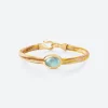 OLE LYNGGAARD COPENHAGEN – Life armbånd med 18k gult gull lås og aquamarine – Golden – 6mm