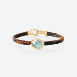 OLE LYNGGAARD COPENHAGEN – Life armbånd med 18k gult gull lås og aquamarine – Maroon – 6mm