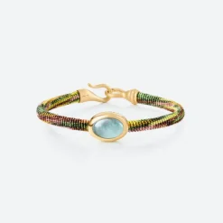 OLE LYNGGAARD COPENHAGEN – Life armbånd med 18k gult gull lås og aquamarine – Plum – 6mm