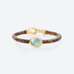 OLE LYNGGAARD COPENHAGEN – Life armbånd med 18k gult gull lås og aquamarine – Velvet – 6mm