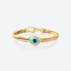 OLE LYNGGAARD COPENHAGEN – Life armbånd med 18k gult gull lås og evil eye – Golden – 6mm