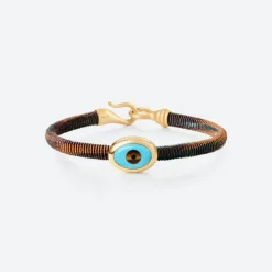 OLE LYNGGAARD COPENHAGEN – Life armbånd med 18k gult gull lås og evil eye – Maroon – 6mm