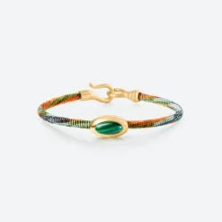 OLE LYNGGAARD COPENHAGEN – Life armbånd med 18k gult gull lås og malakitt – Tropic – 4,5mm