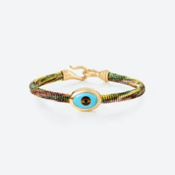 OLE LYNGGAARD COPENHAGEN – Life armbånd med 18k gult gull lås og evil eye – Plum – 6mm