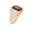 OLE LYNGGAARD COPENHAGEN – Cushion ring i gult gull med 2,14 ct diamanter og røykkvarts