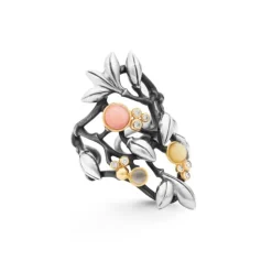 OLE LYNGGAARD COPENHAGEN – Forest large ring i sølv med gull, steiner og 0,08 ct diamanter