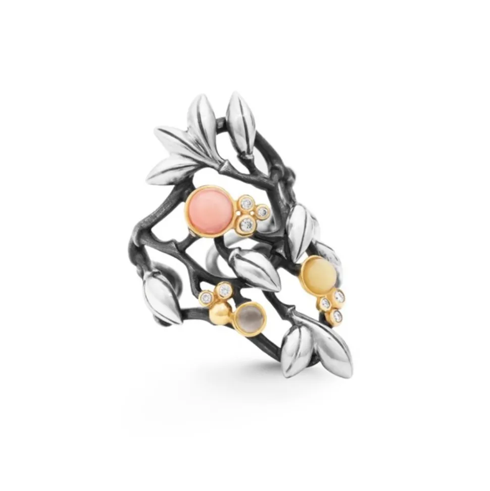 OLE LYNGGAARD COPENHAGEN – Forest large ring i sølv med gull, steiner og 0,08 ct diamanter