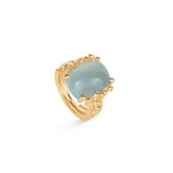 OLE LYNGGAARD COPENHAGEN – BoHo – Ring Medium – 18k gult gull med akvamarin og 0,04 ct diamanter