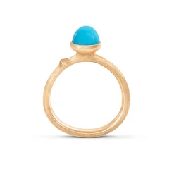 OLE LYNGGAARD COPENHAGEN – Lotus ring nr. 0 i gult gull med turkis