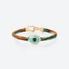 OLE LYNGGAARD COPENHAGEN – Life armbånd med 18k gult gull lås og evil eye – Tropic – 6mm
