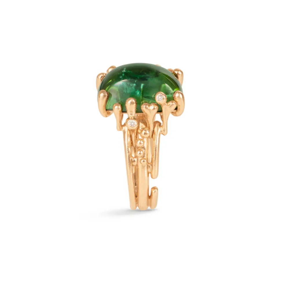 OLE LYNGGAARD COPENHAGEN – BoHo – Ring Medium – 18k gult gull med grønn turmalin og 0,04 ct diamanter