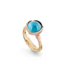 OLE LYNGGAARD COPENHAGEN – Lotus ring nr 2 i gult gull med sky blue topas