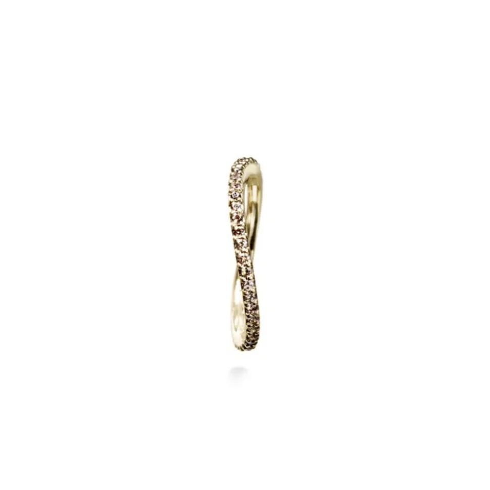 OLE LYNGGAARD COPENHAGEN – Love Band Curved ring i gult gull og 0,40 ct brune diamanter