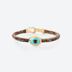 OLE LYNGGAARD COPENHAGEN – Life armbånd med 18k gult gull lås og evil eye – Velvet – 6mm