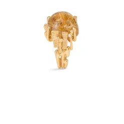 OLE LYNGGAARD COPENHAGEN – BoHo – Ring Stor – 18k gult gull med rutilkvarts og 0,06 ct diamanter