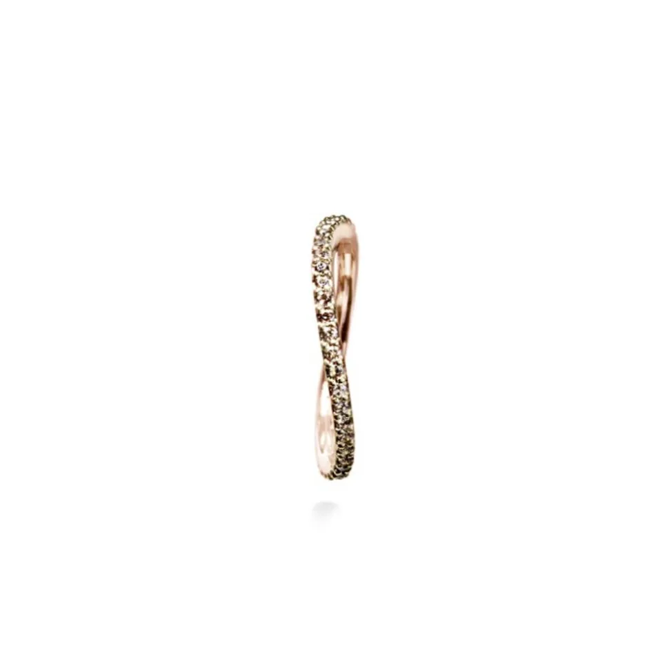 OLE LYNGGAARD COPENHAGEN – Love Band Curved ring i roségull og 0,40 ct brune diamanter