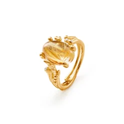 OLE LYNGGAARD COPENHAGEN – BoHo ring i 18k gult gull med rutilkvarts og 0,02 ct diamanter