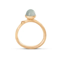 OLE LYNGGAARD COPENHAGEN – Lotus ring nr. 0 i gult gull med aquamarin